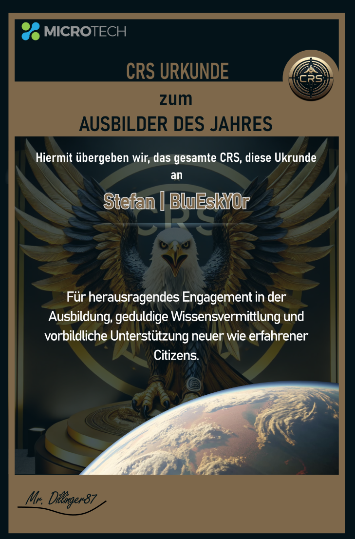 CRS Urkunde Ausbilder des Jahres