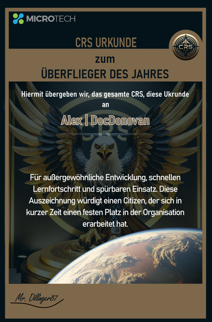 CRS Urkunde Überflieger des Jahres